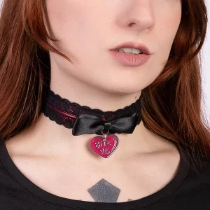 Red and black choker Bite Me