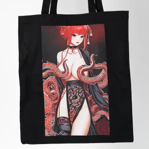 Tentacle Geisha printed bag in detail